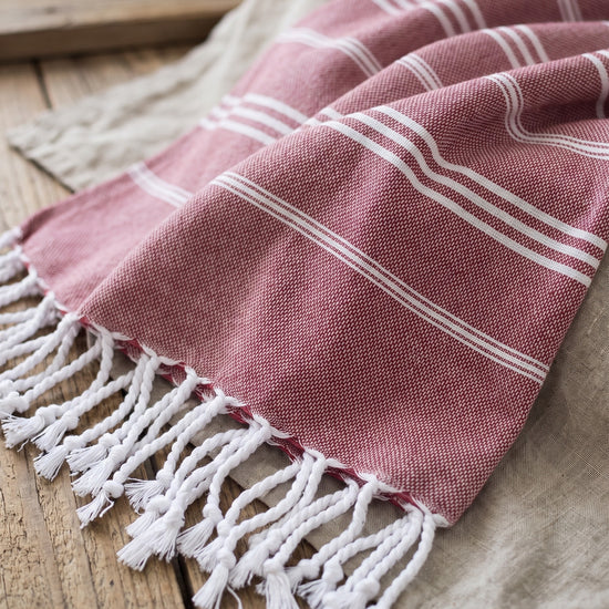 hamam handdoek bordeaux - detail