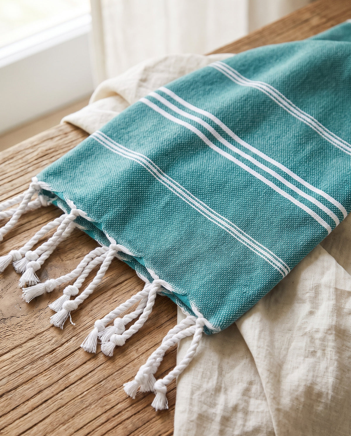 hamam handdoek donkerzeegroen - detail