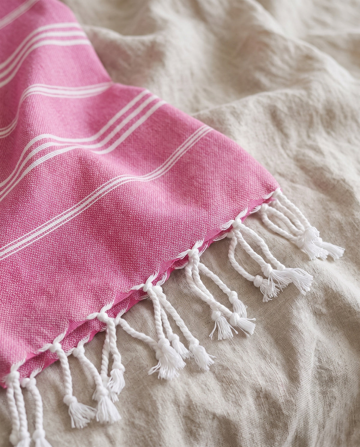 hamam handdoek fuchsia - detail
