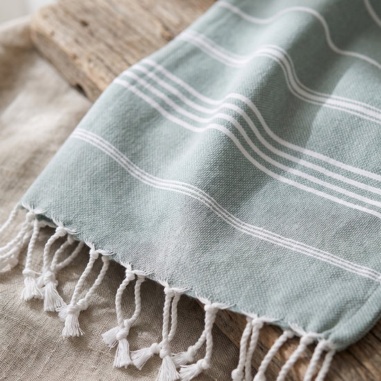 hamam handdoek grijsgroen - detail