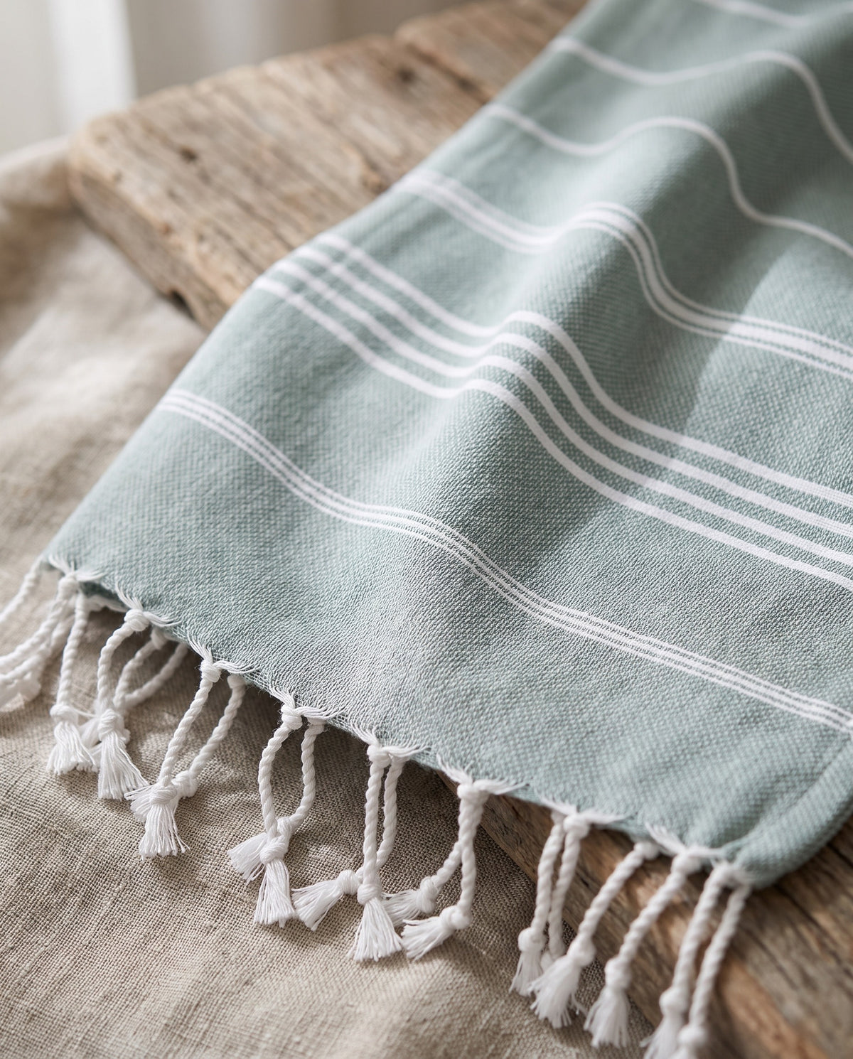 hamam handdoek grijsgroen - detail