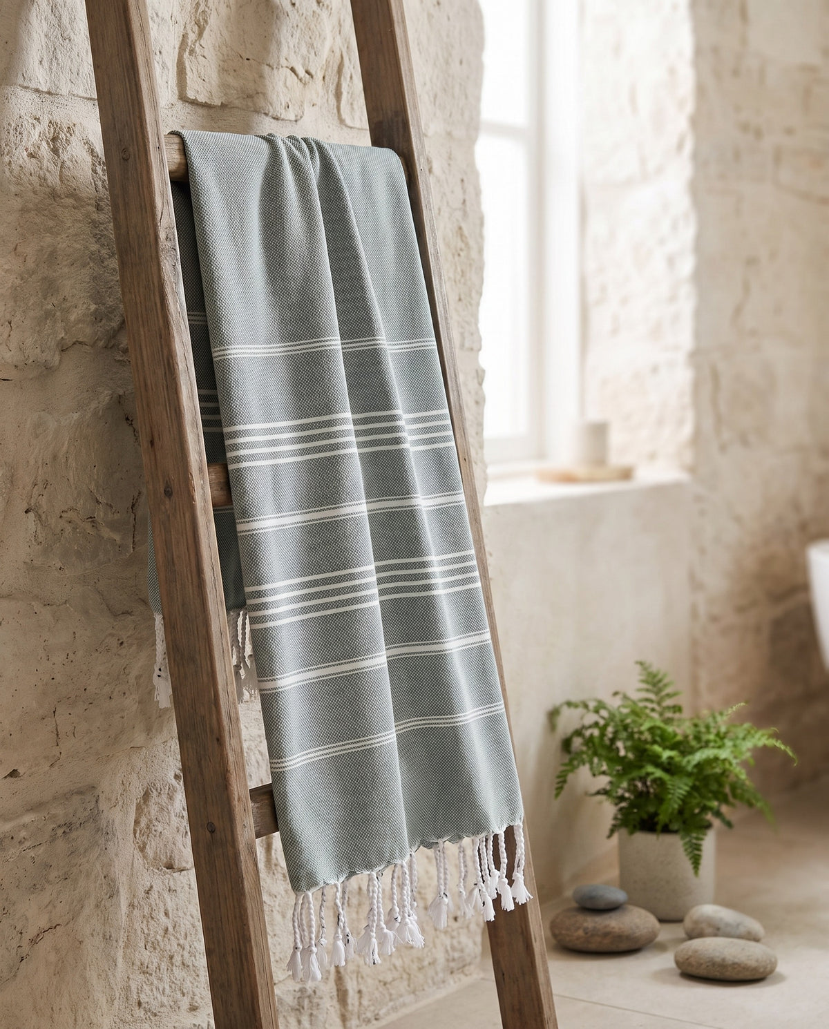 hamam handdoek grijsgroen - sfeer