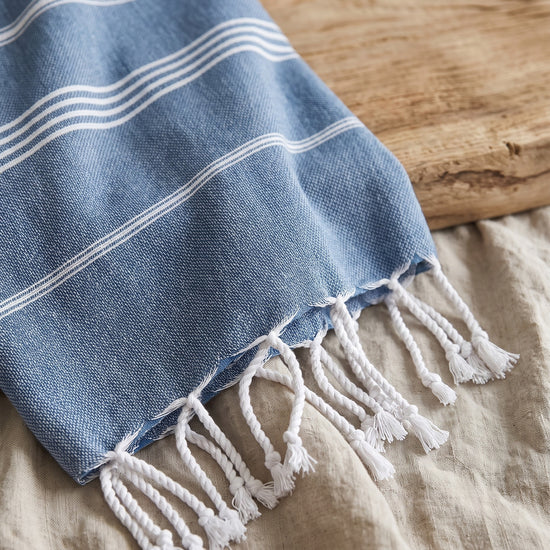 hamam handdoek jeansblauw - detail