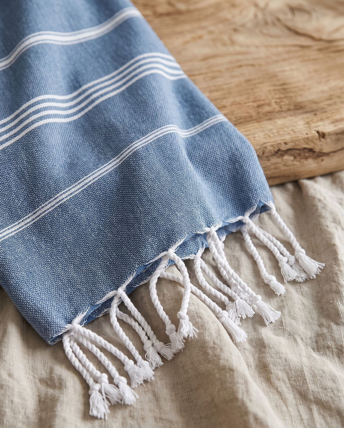 hamam handdoek jeansblauw - detail