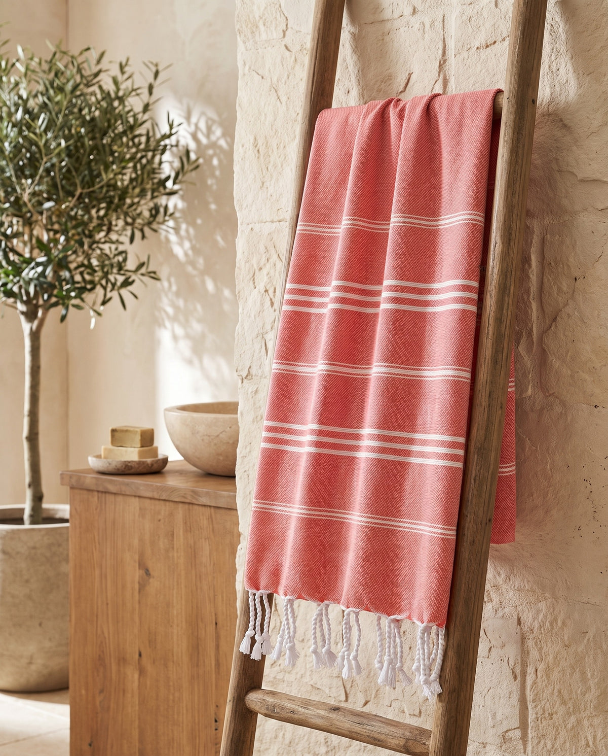 hamam handdoek koraalrood - sfeer
