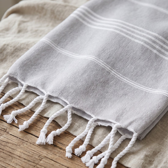 hamam handdoek lichtgrijs - detail