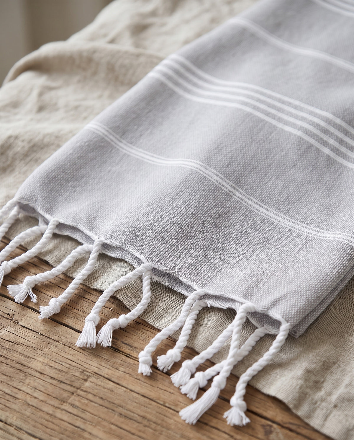 hamam handdoek lichtgrijs - detail