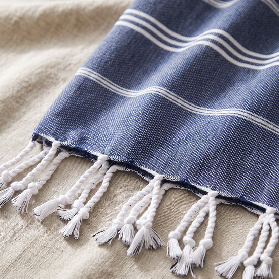 hamam handdoek marineblauw - detail
