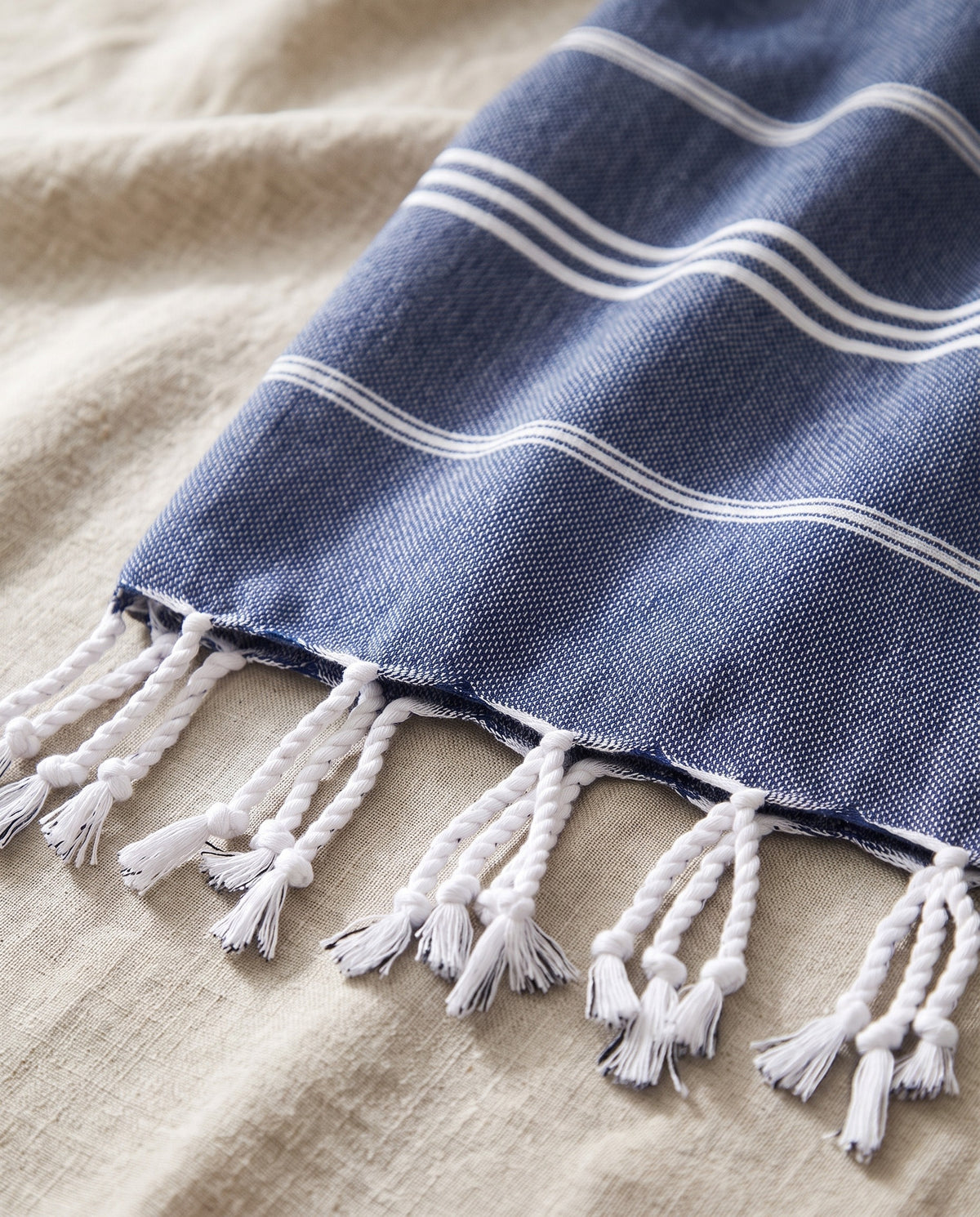 hamam handdoek marineblauw - detail
