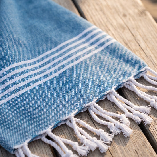 hamam handdoek oceaanblauw - detail