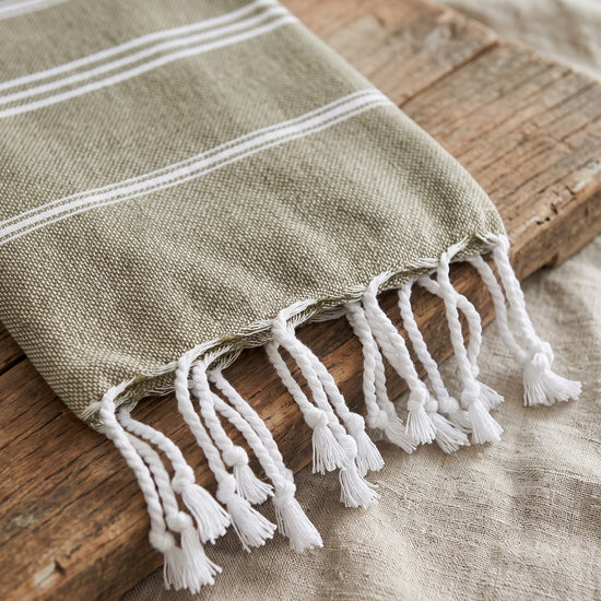 hamam handdoek olijfgroen - detail