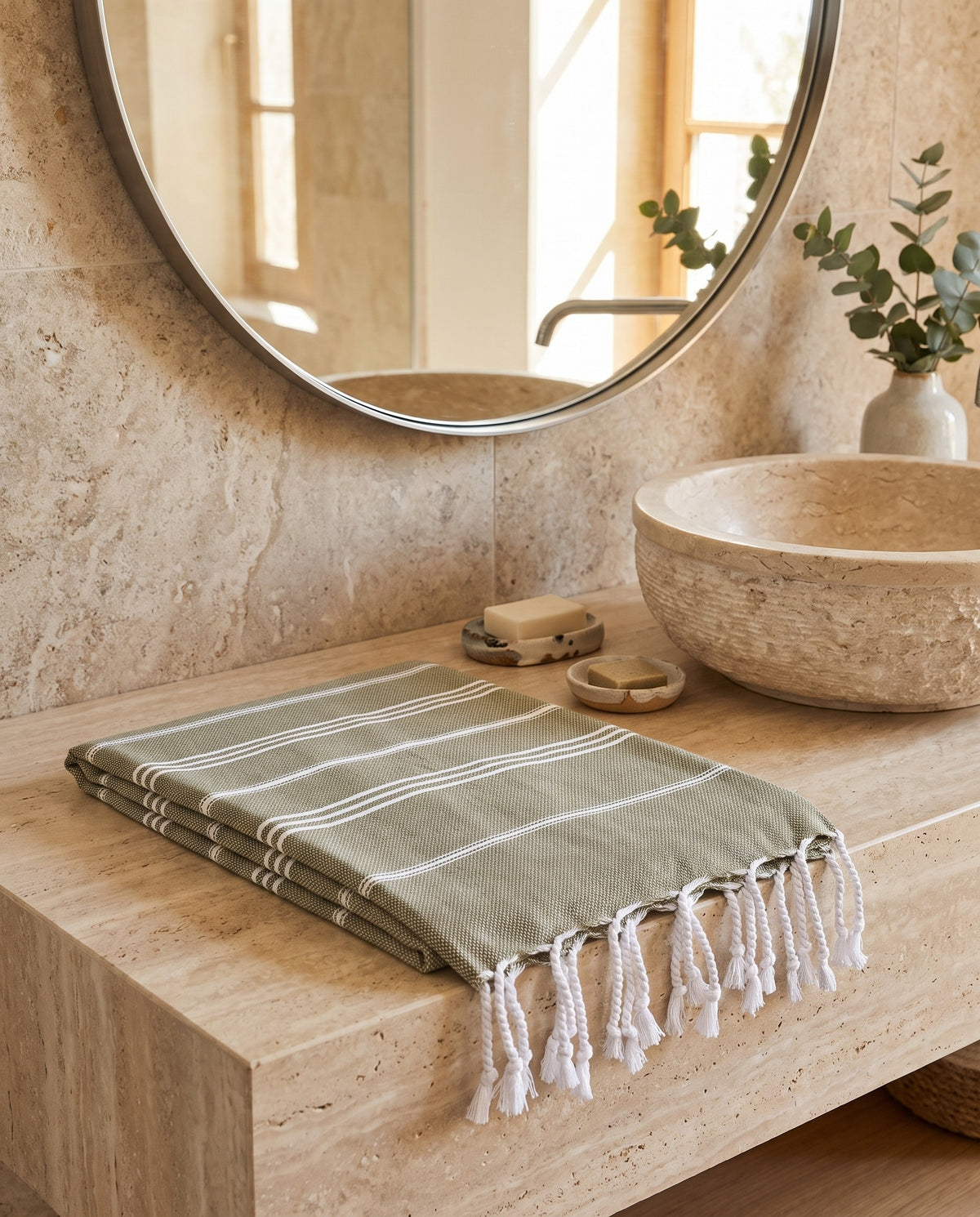 hamam handdoek olijfgroen - sfeer