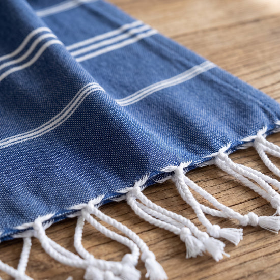 hamam handdoek parlementblauw - detail