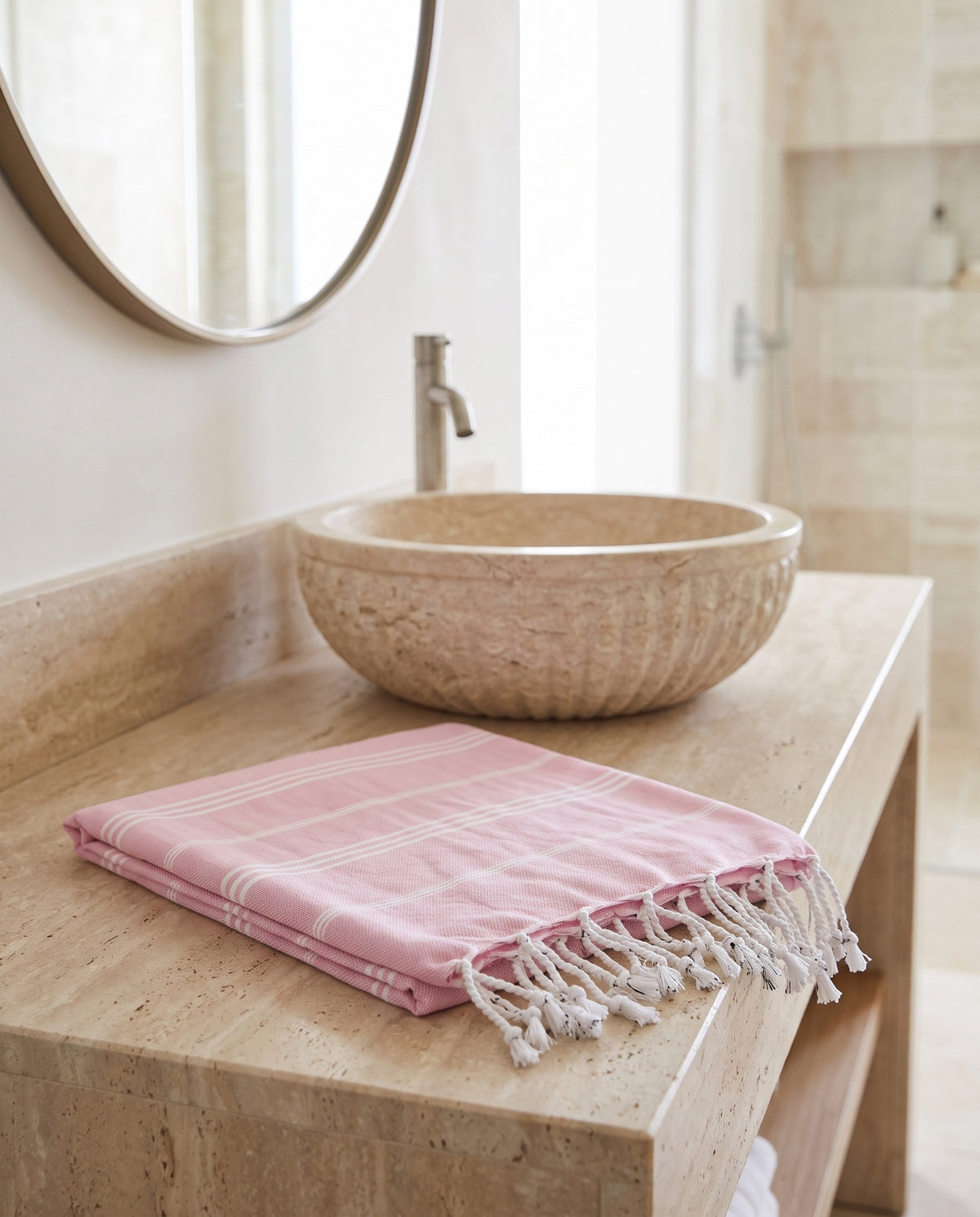 hamam handdoek poederroze - sfeer