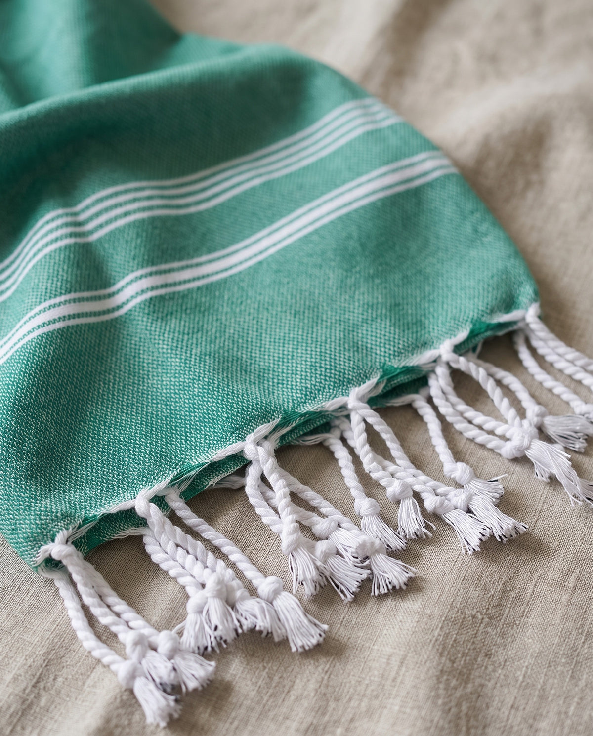 hamam handdoek smaragdgroen - detail