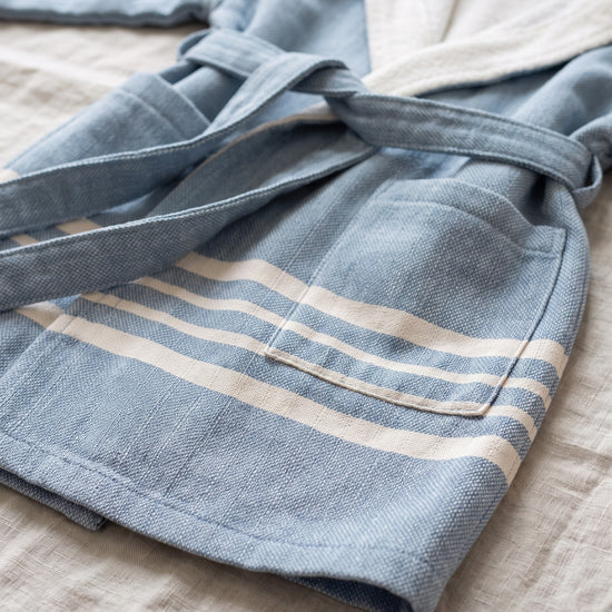 hamam kinderbadjas air blue - detail