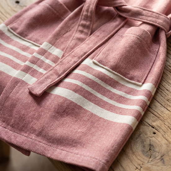 hamam kinderbadjas dusty rose - detail