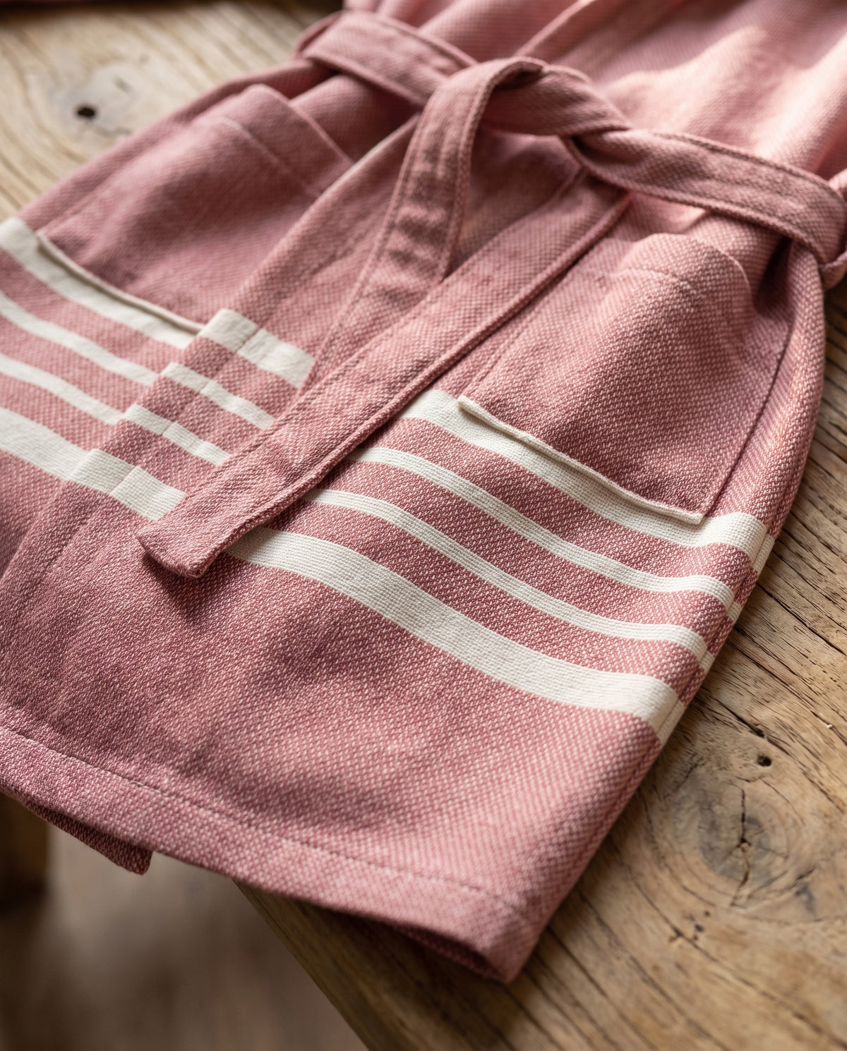 hamam kinderbadjas dusty rose - detail