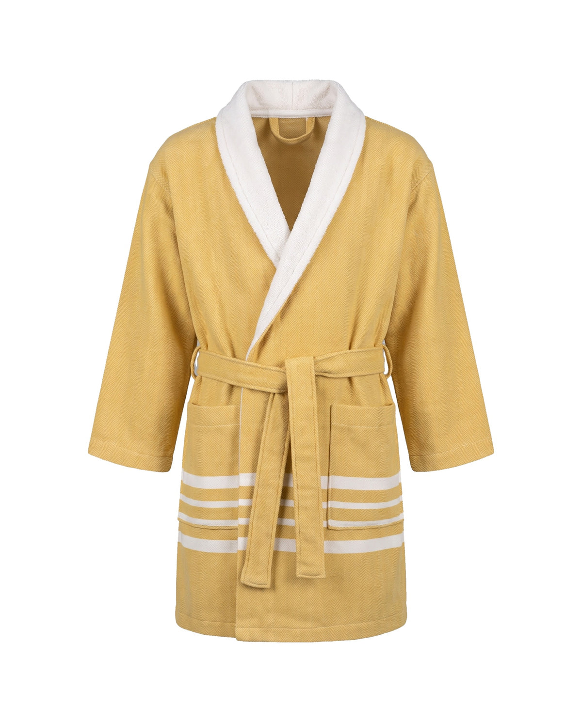 hamam kinderbadjas mustard yellow - vrijstaand