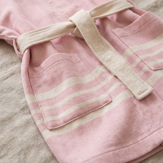 hamam kinderbadjas rose pink - detail