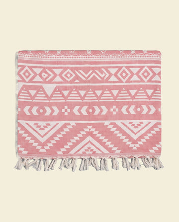 hamamdoek Aztec soft red - op kleur