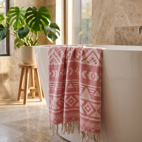 hamamdoek Aztec soft red - sfeer