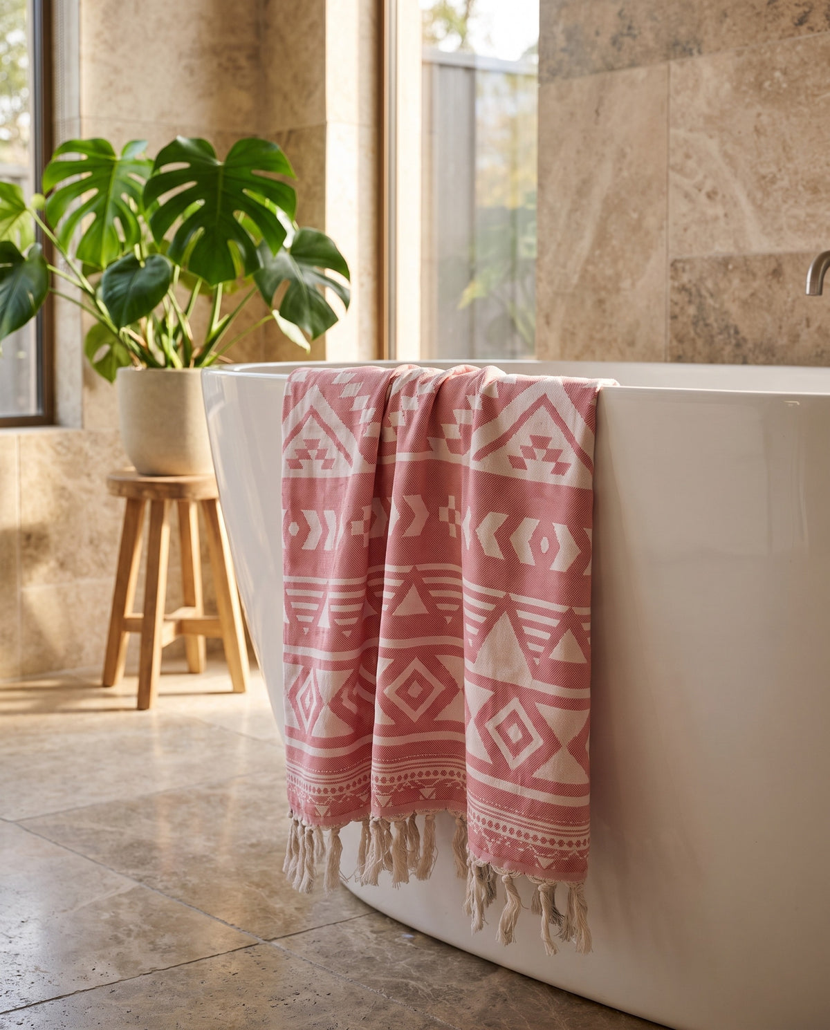 hamamdoek Aztec soft red - sfeer