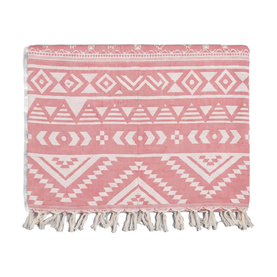 hamamdoek Aztec soft red - vrijstaand