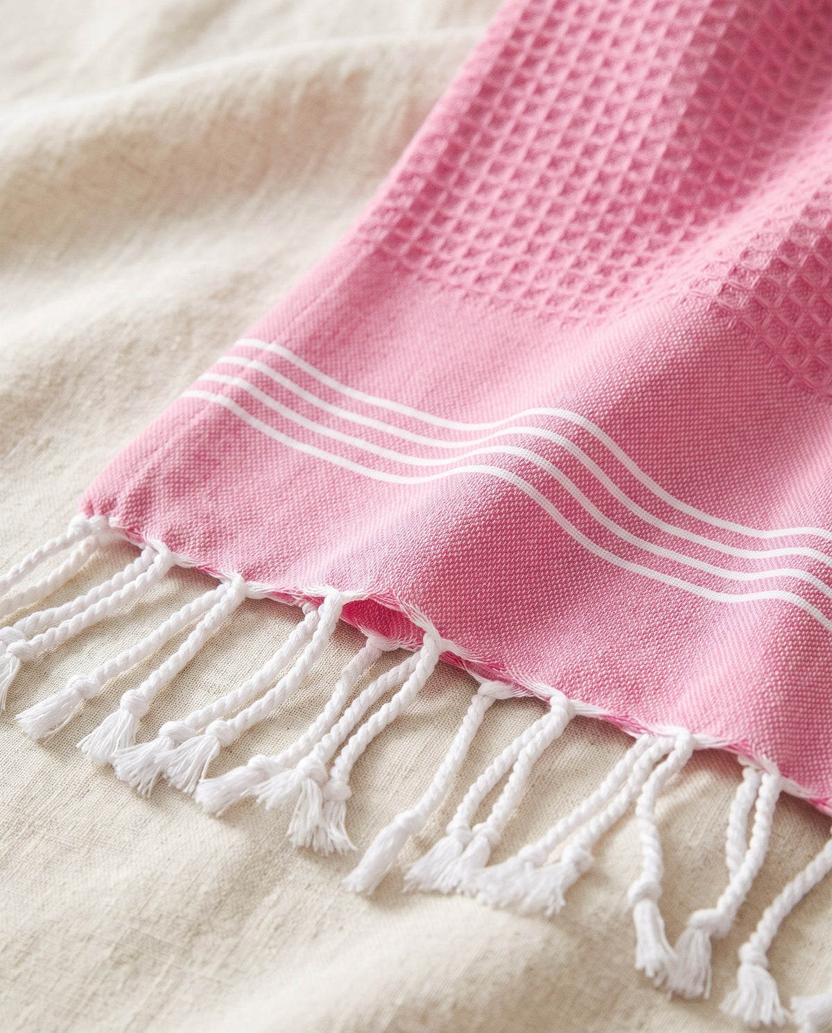 hamamdoek BeachFun pink - detail