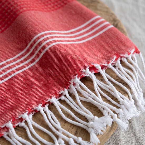 hamamdoek BeachFun rood - detail