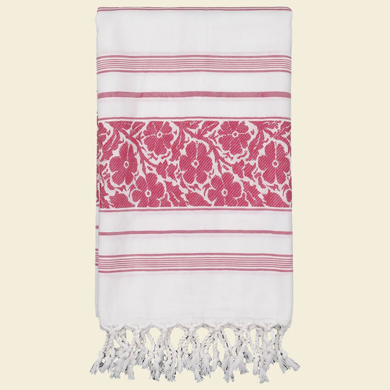 hamamdoek bloem cerise - op kleur