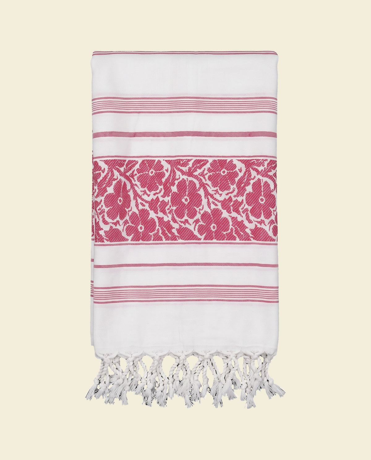 hamamdoek bloem cerise - op kleur
