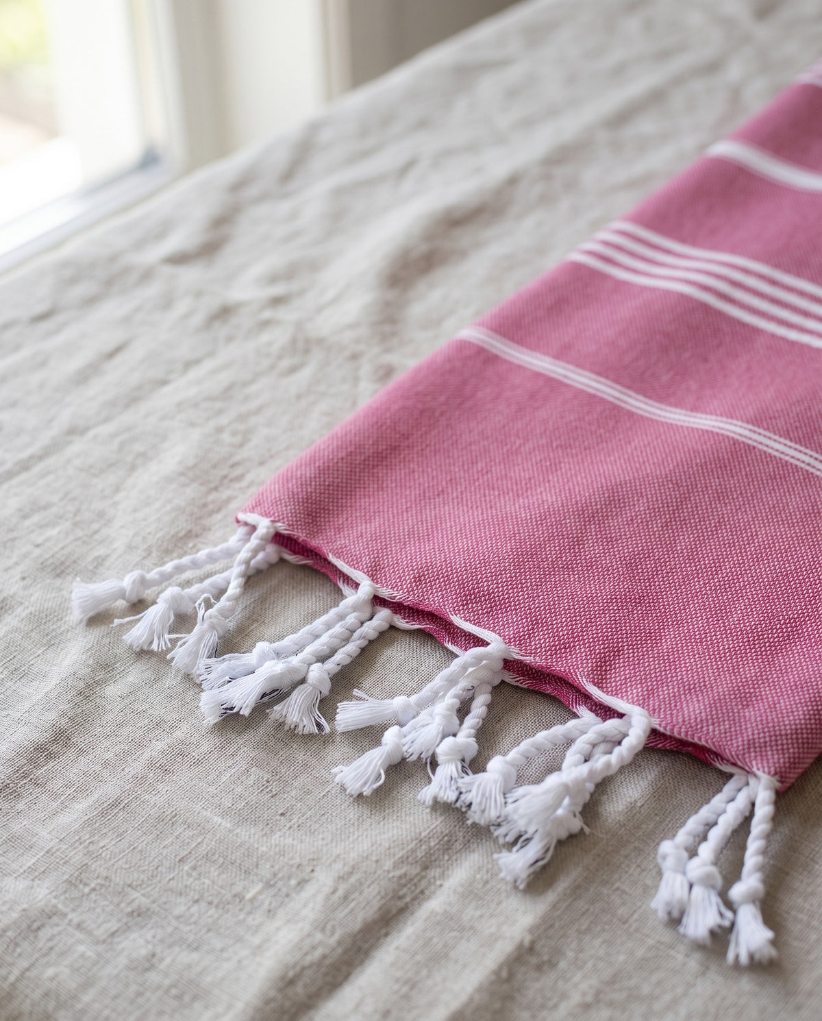 hamamdoek cerise - detail