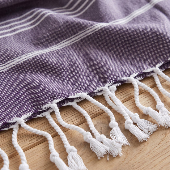 hamamdoek donkerpaars - detail