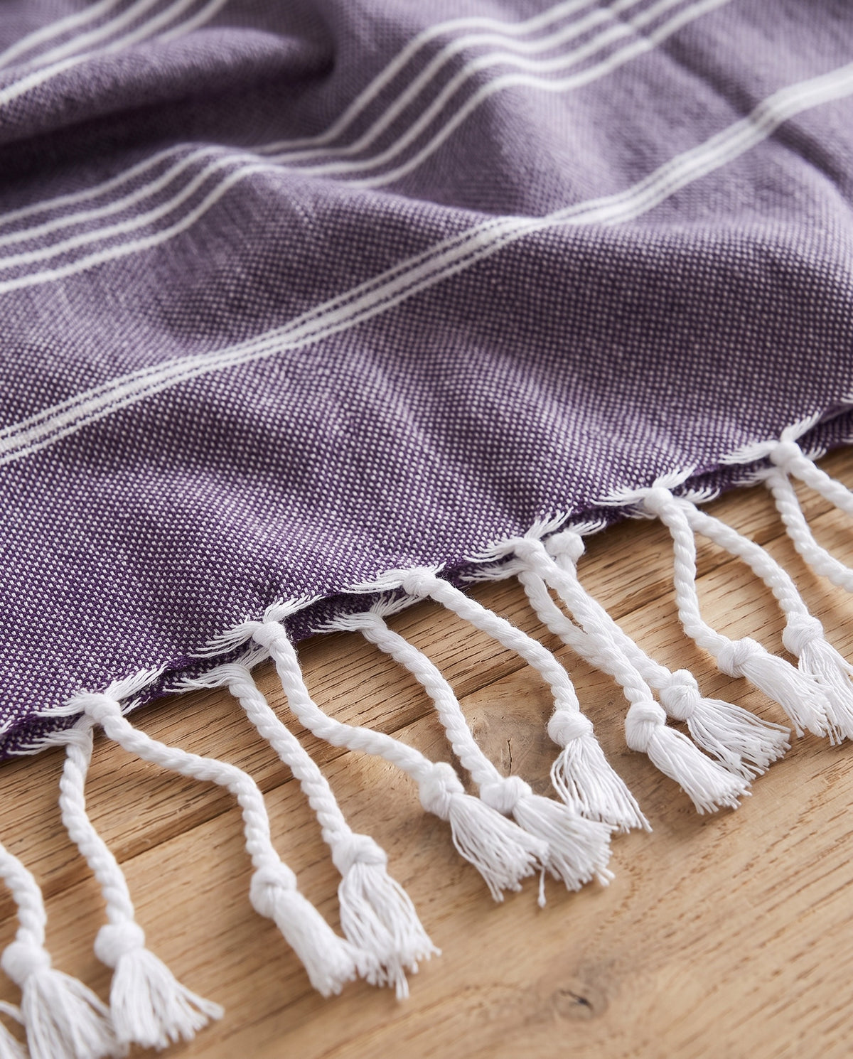 hamamdoek donkerpaars - detail