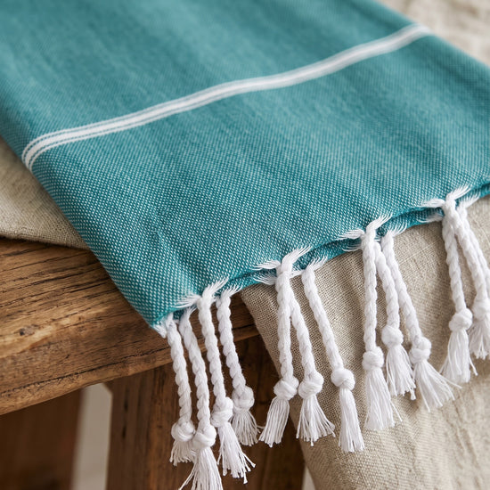 hamamdoek donkerzeegroen - detail