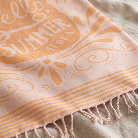 hamamdoek Hello Summer orange - detail