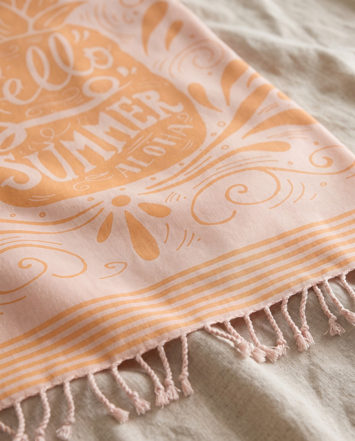 hamamdoek Hello Summer orange - detail