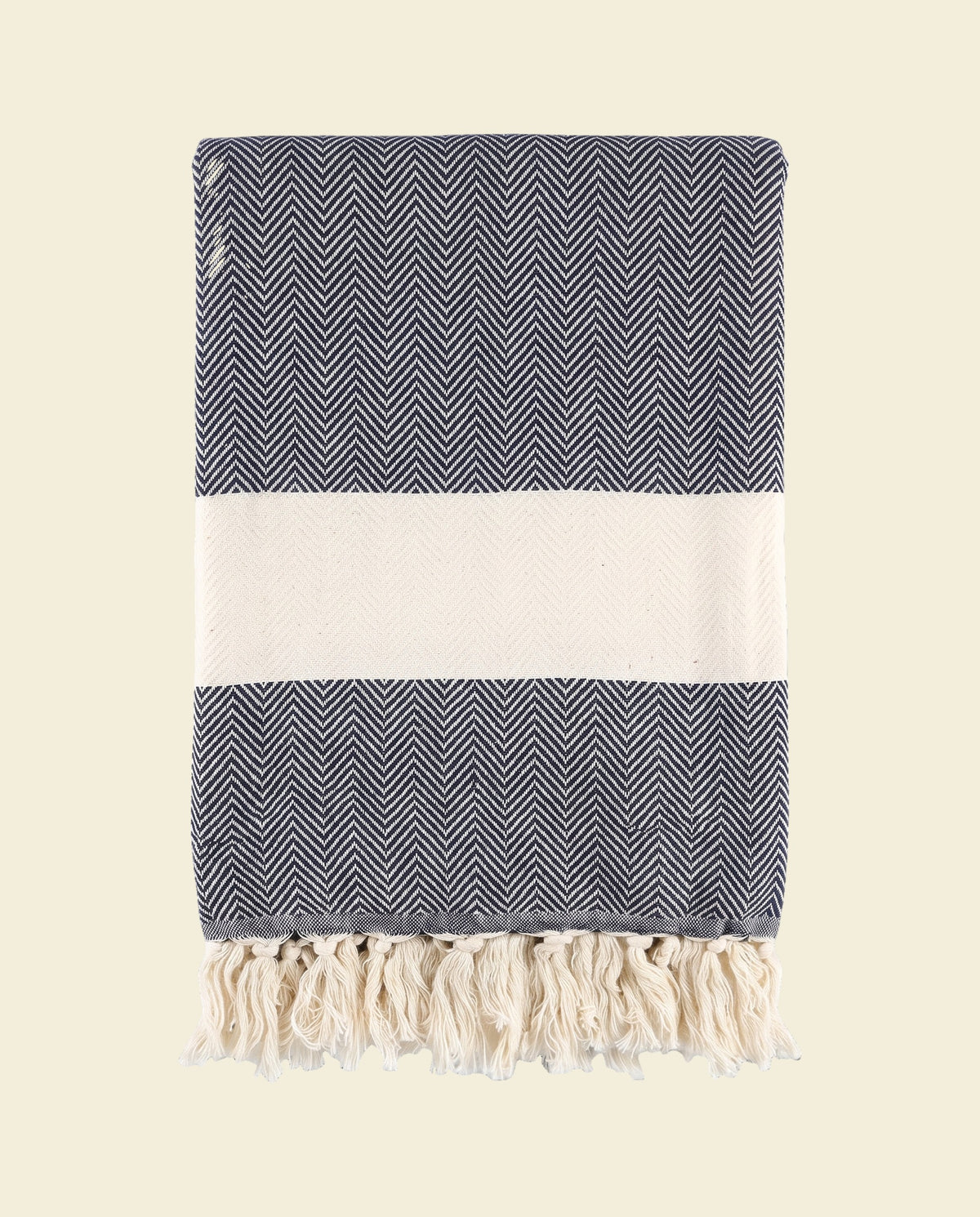 hamamdoek Herringbone dark navy - op kleur