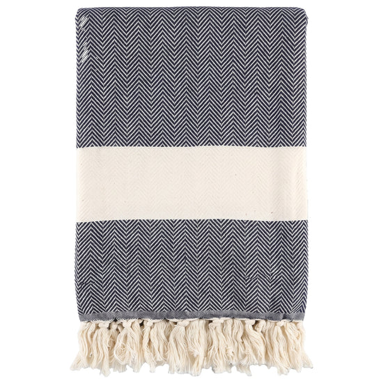 hamamdoek Herringbone dark navy - vrijstaand