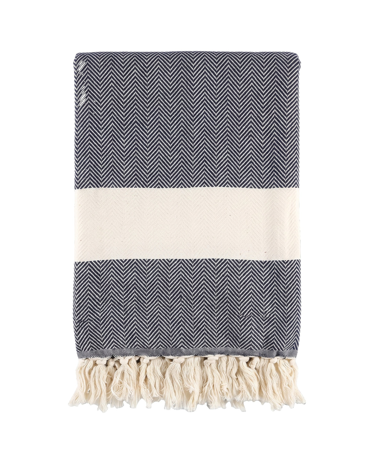 hamamdoek Herringbone dark navy - vrijstaand