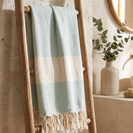hamamdoek Herringbone magic mint - sfeer