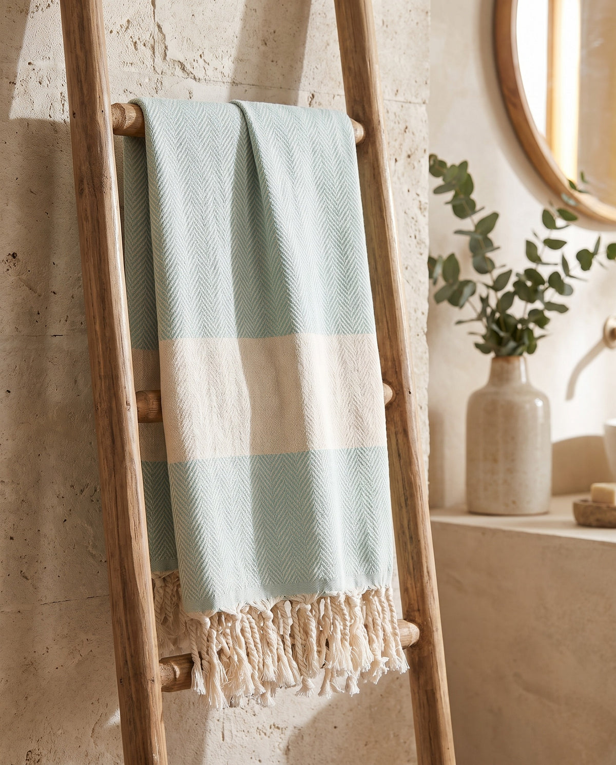hamamdoek Herringbone magic mint - sfeer