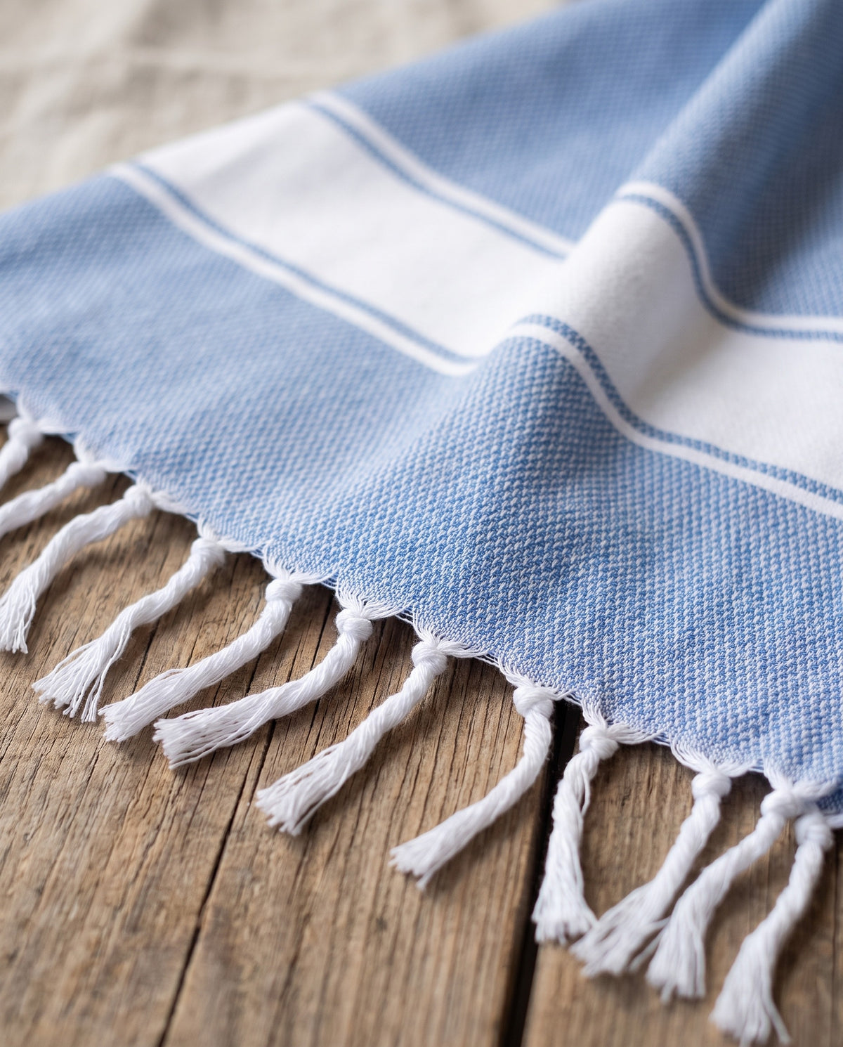 hamamdoek Honingraat blauw - detail