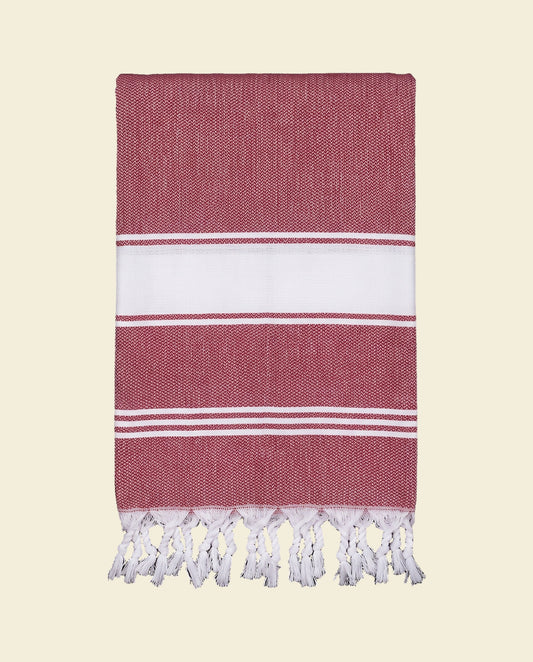 hamamdoek Honingraat bordeaux - op kleur