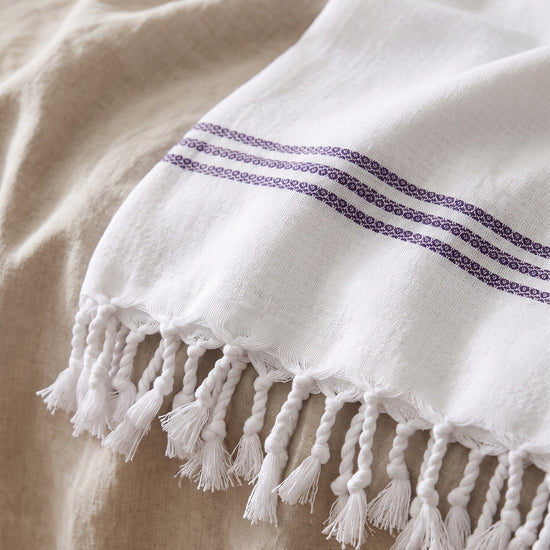 hamamdoek Honingraat donkerpaars - detail