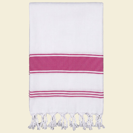 hamamdoek Honingraat fuchsia - op kleur
