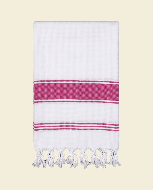 hamamdoek Honingraat fuchsia - op kleur