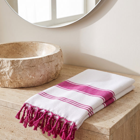 hamamdoek Honingraat fuchsia - sfeer