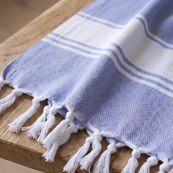 hamamdoek Honingraat lavendelblauw - detail